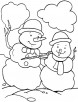Two snowmen dancing in the snow coloring page