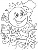 Water surfing coloring page