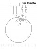 T for tomato coloring page with handwriting practice