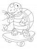 Balanced tortoise on skateboard coloring pages