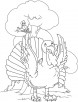 Turkey in jungle coloring page