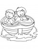 Two boy in a boat coloring page