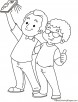 Two friends taking selfie coloring page
