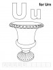 U for urn coloring page with handwriting practice