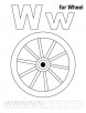 W for wheel coloring page with handwriting practice