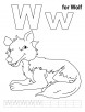 W for wolf coloring page with handwriting practice