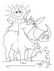 Sun and Wild Boar, smiling together coloring page