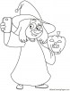 Witch with pumpkin taking selfie coloring page