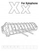 X for xylophone coloring page with handwriting practice