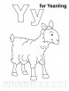 Y for yeanling coloring page with handwriting practice