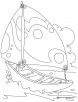 Yacht in sea coloring page
