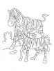 A zebra with her young looking for grass in South Africa coloring page