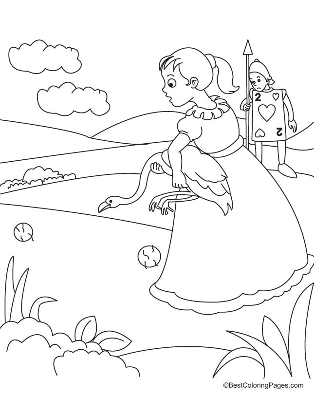 Alice playing the game coloring page