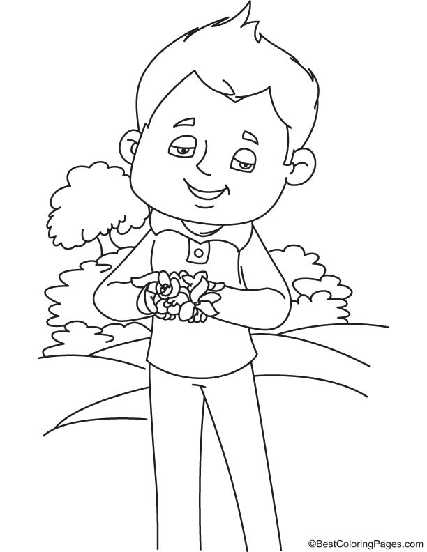 Magnolia flower in hands coloring page