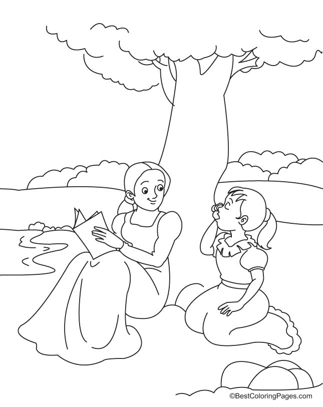 Alice came out her dream coloring page