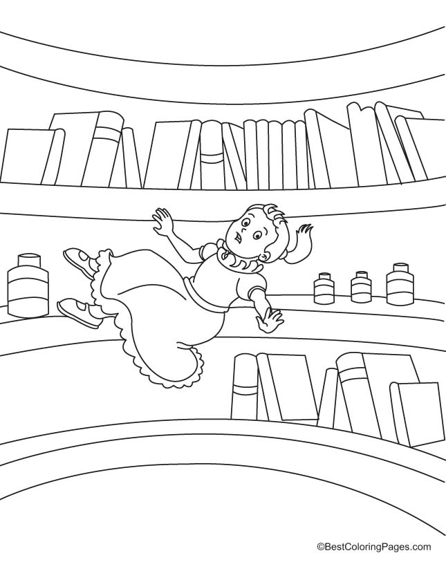 Alice entered the hole coloring page