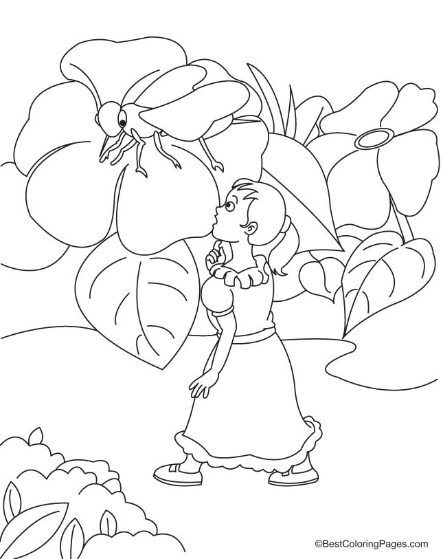 Alice in garden coloring page