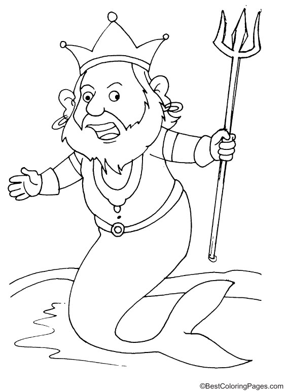 Angry merman coloring page