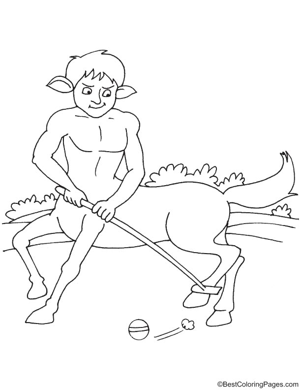Centaur playing golf coloring page