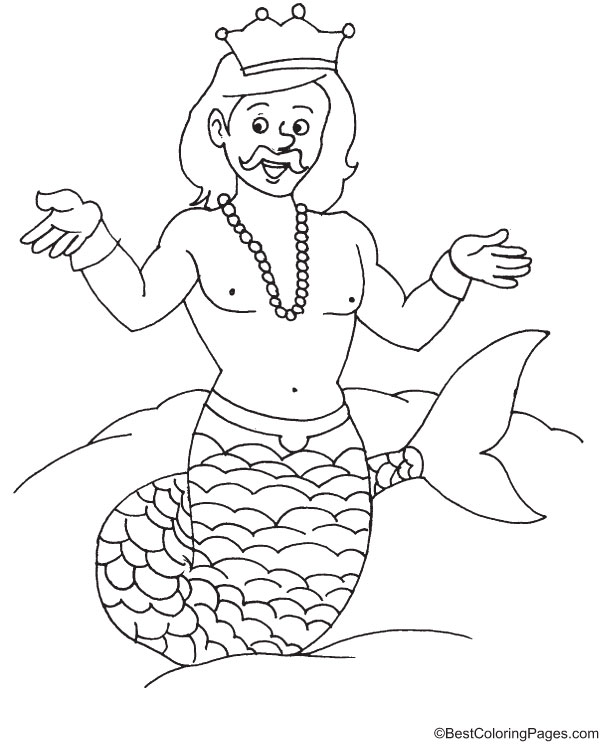 Happy Merman coloring page