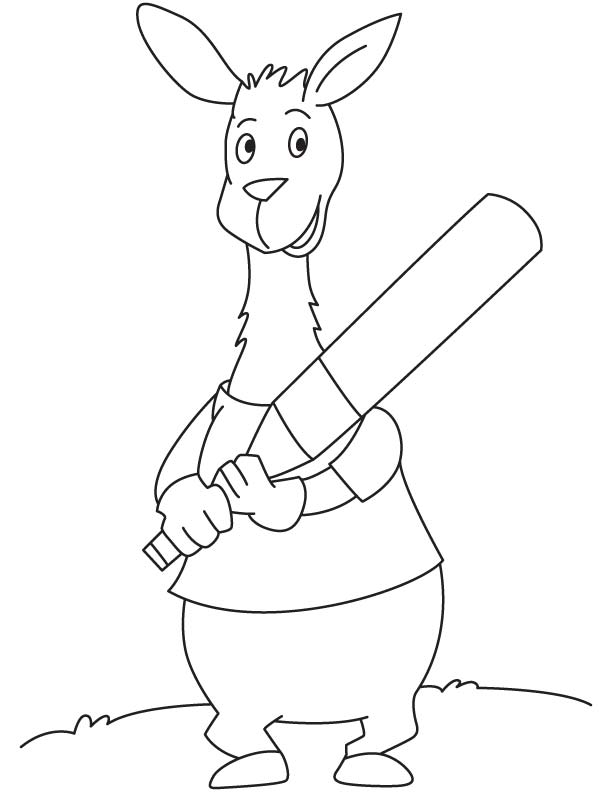 Llama playing cricket coloring page