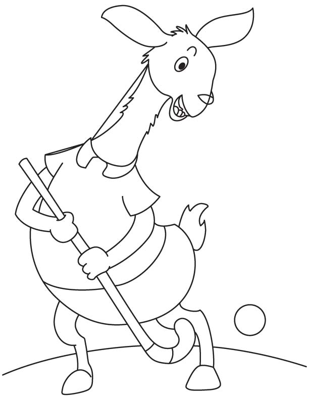 Llama playing hockey coloring page