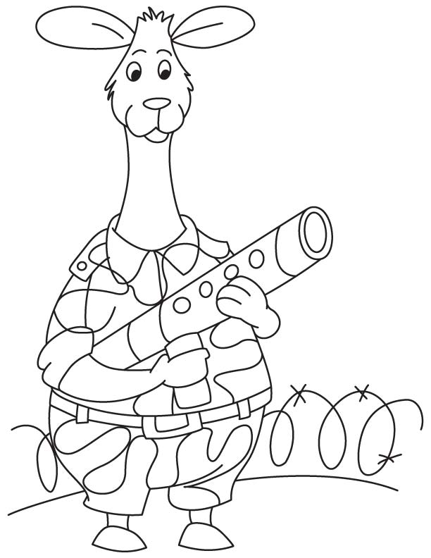 Llama the soldier coloring page