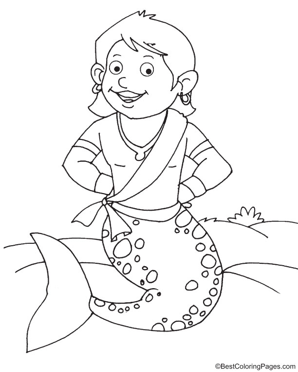 Merman in good mood coloring page