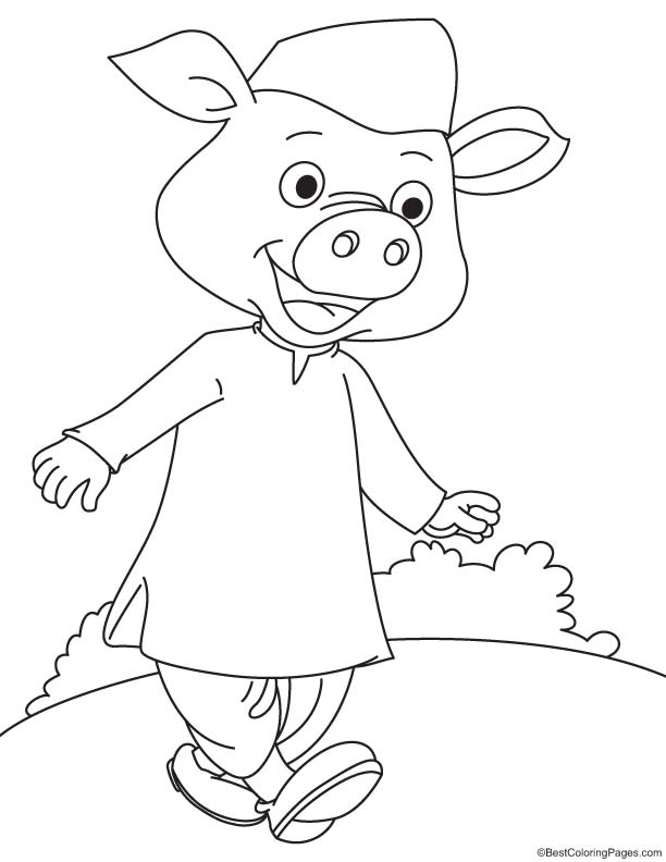 A villager pig coloring page