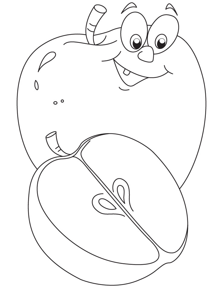 Apple and a half of apple coloring pages