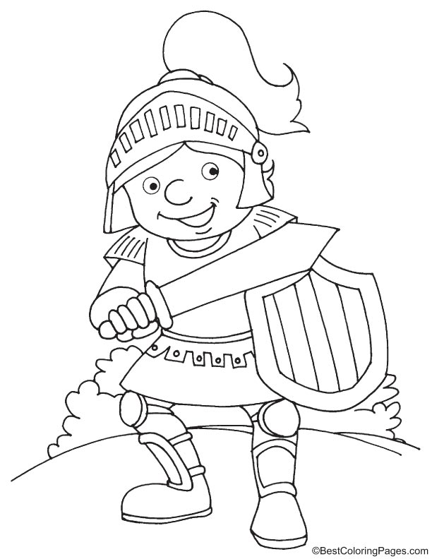 Armored knight coloring page