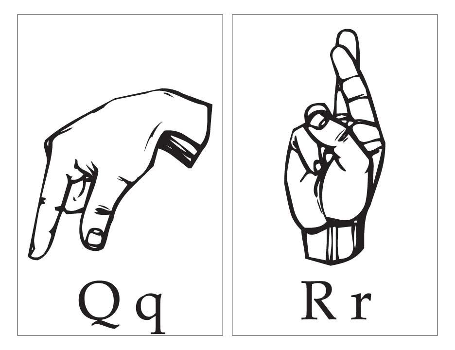 ASL with capital and small letter Qq Rr