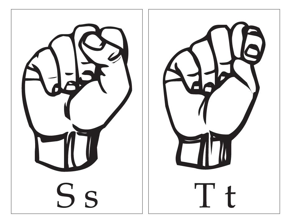 ASL with capital and small letter Ss Tt