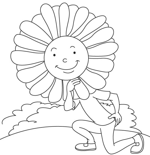 Aster in a pose coloring page