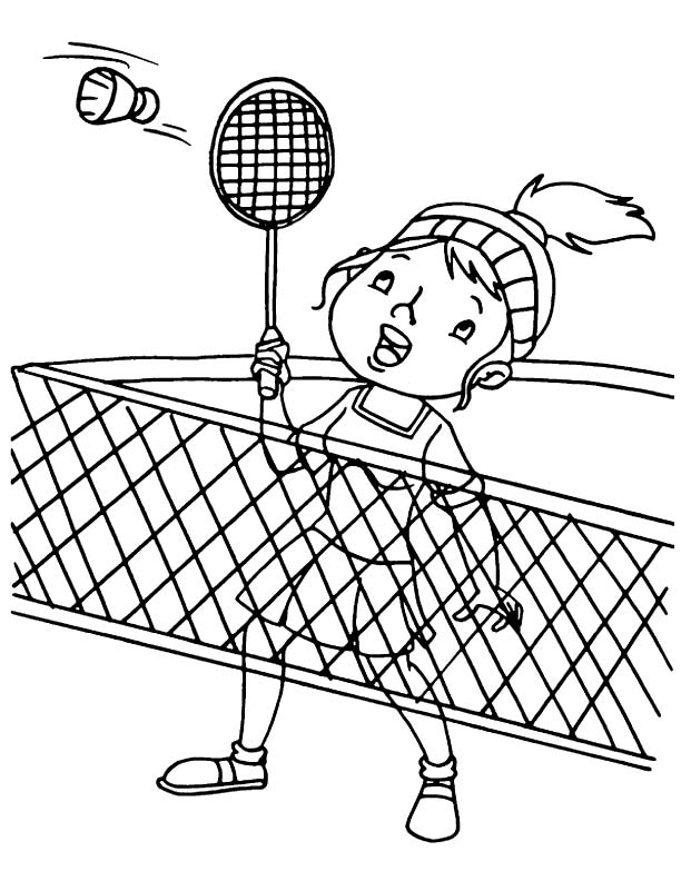Badminton net practice coloring page