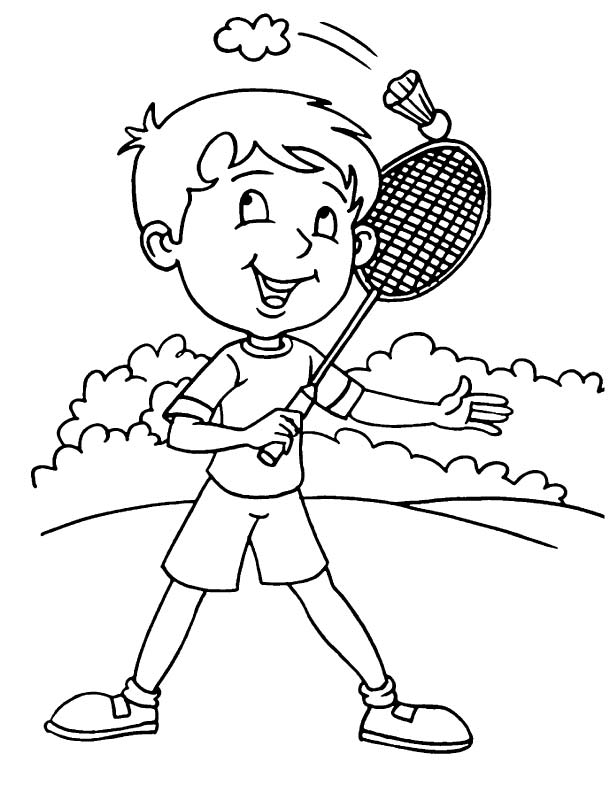 Badminton player coloring page