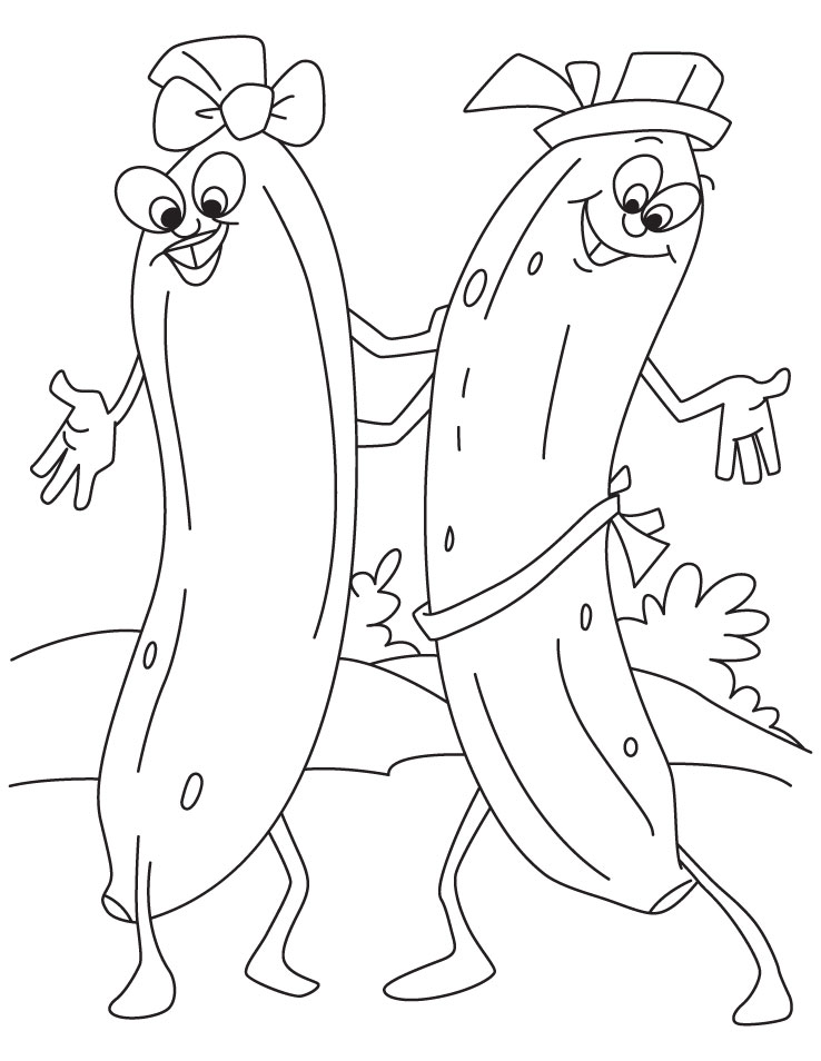 Banana dancing coloring page