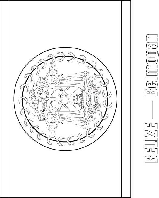 Belize flag coloring page