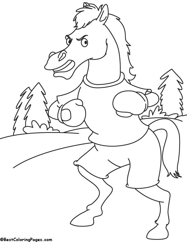 Boxer horse coloring page