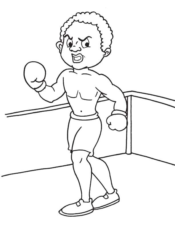 Boxer with gloved hands coloring page