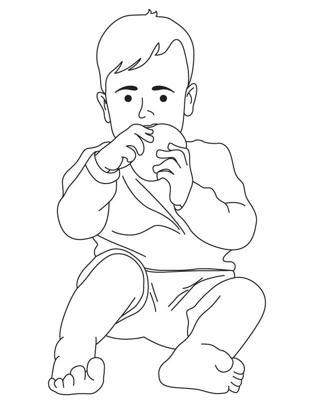 eating bread boy coloring