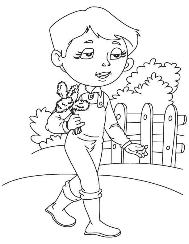 Boy with Solidago coloring page