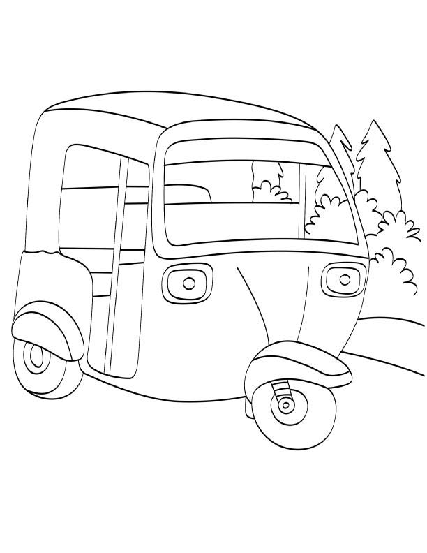 Brand new auto rickshaw coloring page