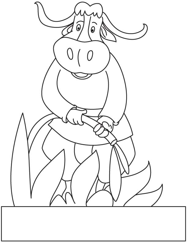 Bull the gardener coloring page