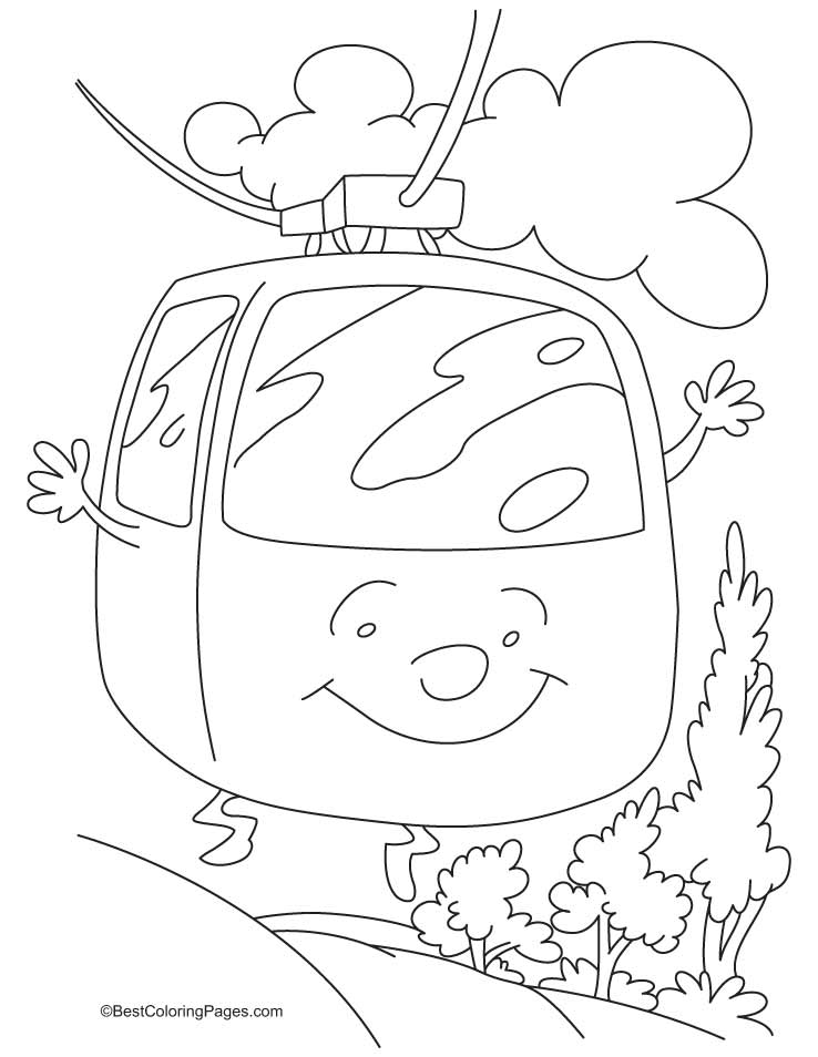 A cartoon cable car coloring pages | Download Free A cartoon cable car  coloring pages for kids | Best Coloring Pages