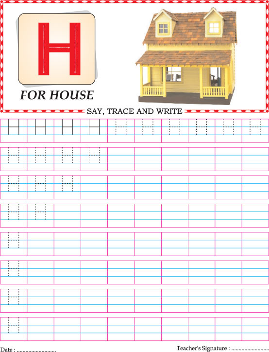Capital letter H practice worksheet