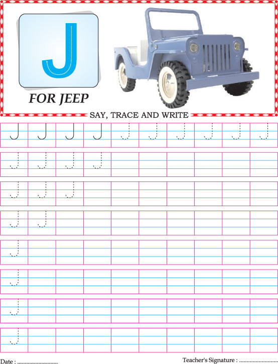Capital letter J practice worksheet