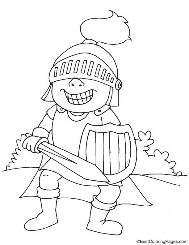 Cartoon knight coloring page