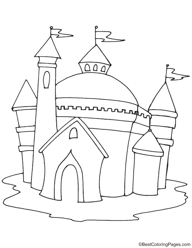 Castle in water coloring page