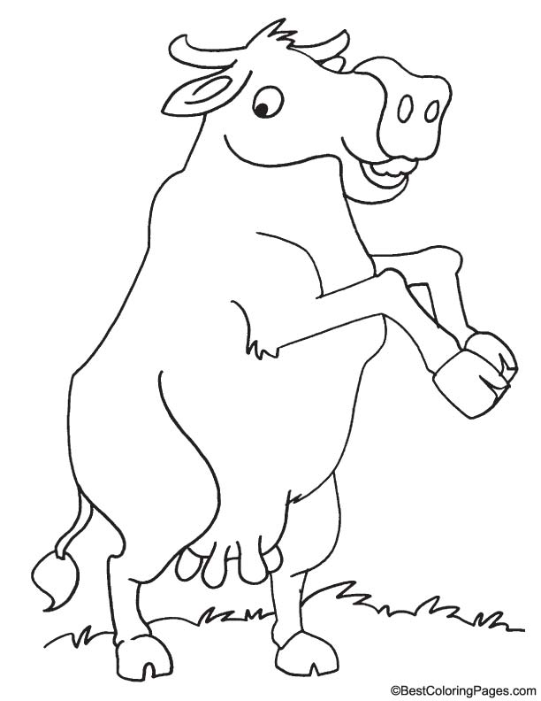 Cow on two legs coloring page